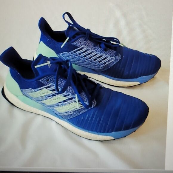 11 ADIDAS SOLAR BOOST Continental Tire Sole blue green fly knit running Shoes - Picture 2 of 13
